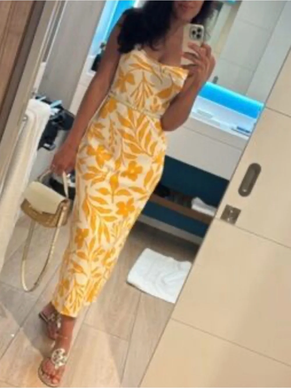 Abercrombie & Fitch White & Yellow Floral Midi Dress - Women’s, Size M NWT